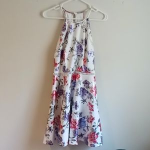 Floral Dress size 11/12 White, purple, green & red
